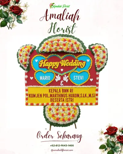 Karangan Papan Bunga Pernikahan di Molas